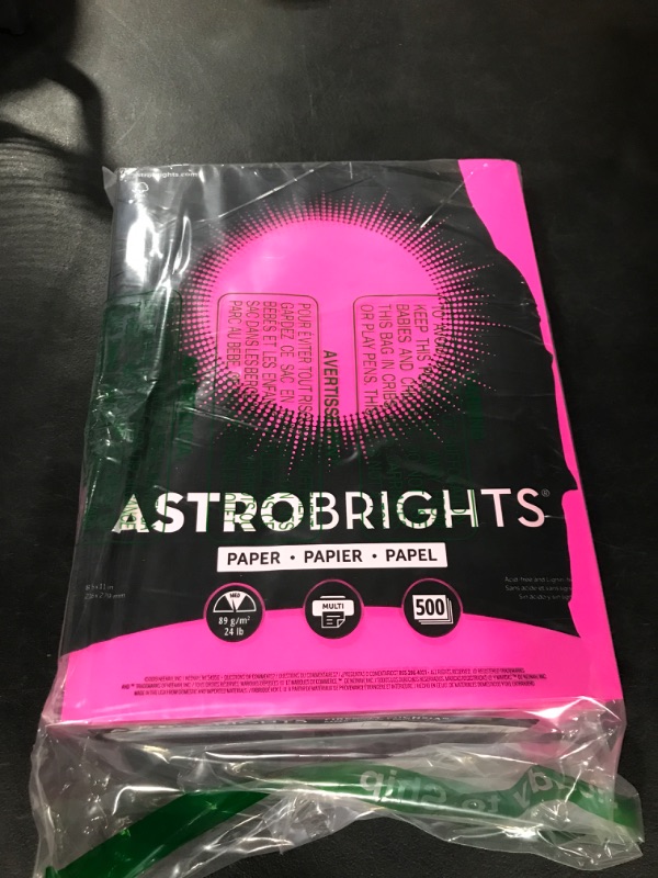 Photo 2 of Neenah Astrobrights Color Paper, 8.5” x 11”, 24 lb/89 GSM, Fireball Fuchsia, 500 Sheets (21688)