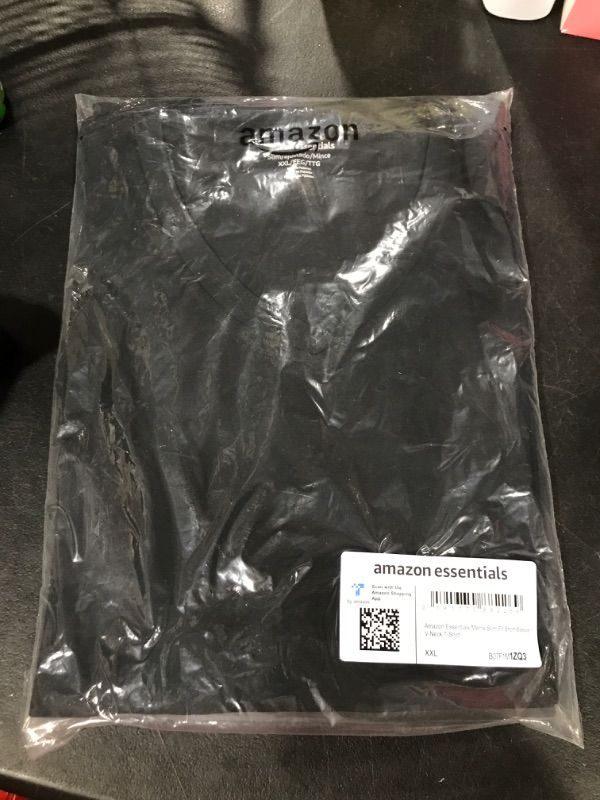 Photo 2 of Amazon Essentials Men's Slim-Fit Short-Sleeve V-Neck T-Shirt, Pack of 2 XX-Large Black