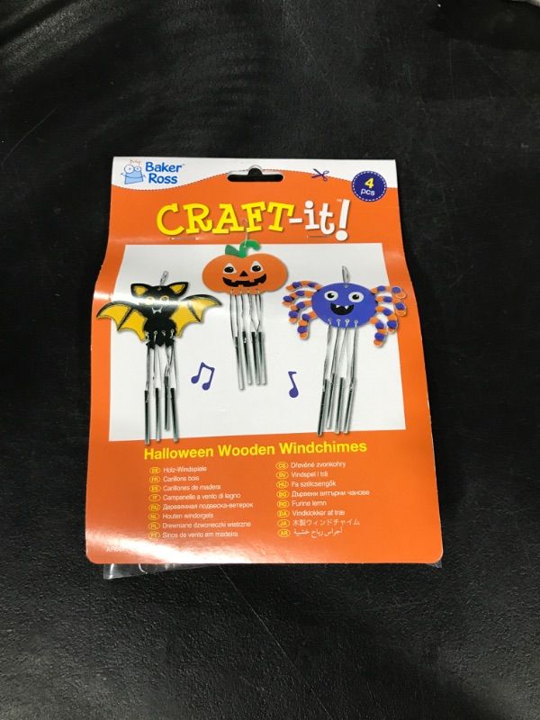 Photo 2 of Baker Ross AR667 Halloween Wooden Windchimes - Pack of 4, for Kids Halloween Crafts and Ornaments
