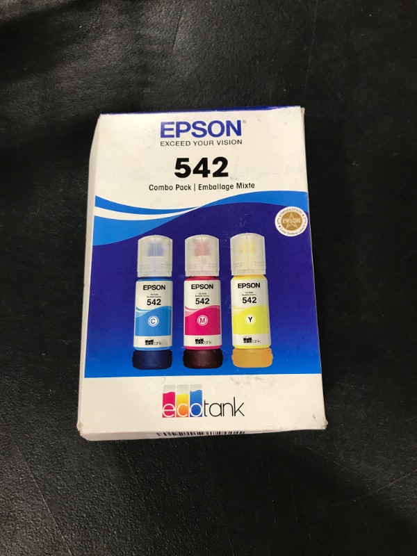 Photo 2 of EPSON T542 EcoTank Ink Ultra-high Capacity Bottle Color Combo Pack (T542520-S) for select Epson EcoTank Printers, Cyan, Magenta, Yellow