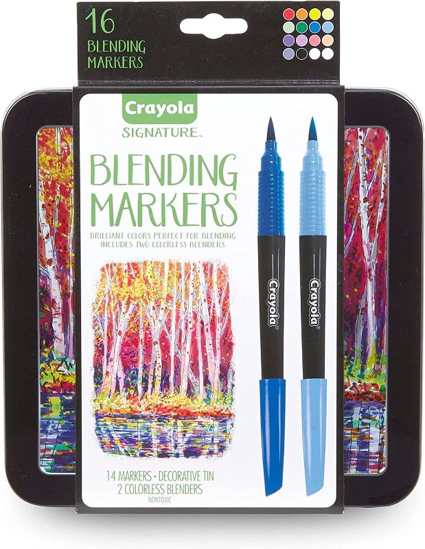 Photo 1 of Crayola Signature Blending Markers 14-Markers 2-Colorless Blenders 