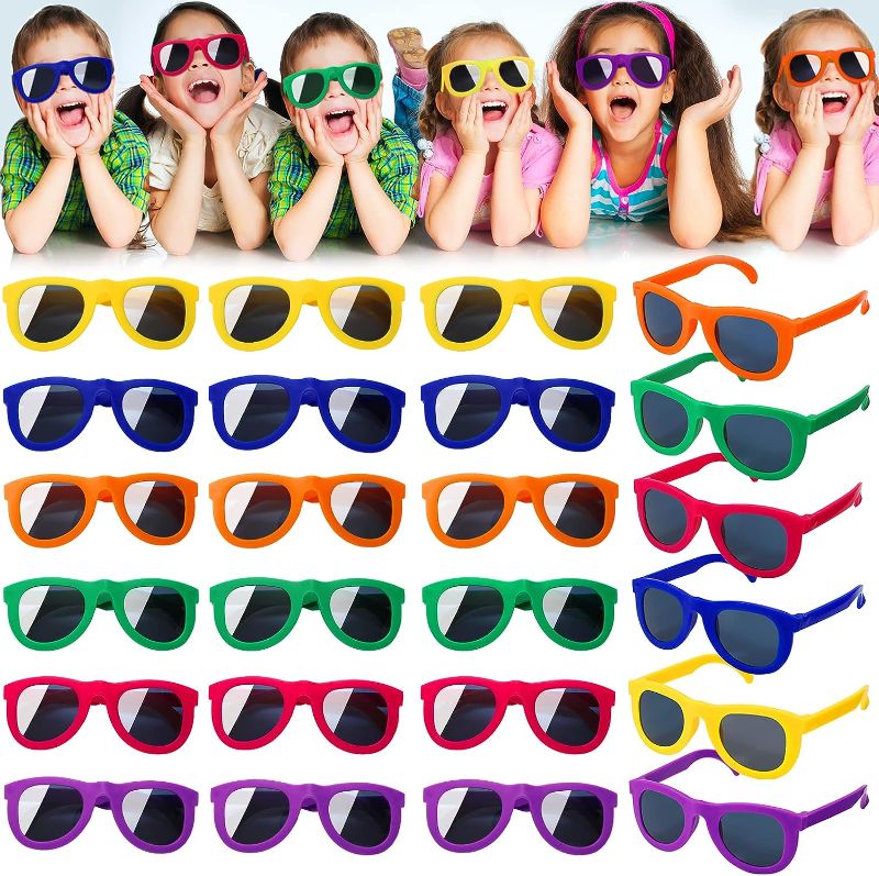 Photo 1 of 60 Pairs Kids Sunglasses Bulk Toddler Sunglasses Party Favors Neon Sunglasses Eyewear for Kids, Boys, Girls, Students Birthday Pool Beach Party Supplies, Outdoor Activity Goodie Bag Stuffers Gift 