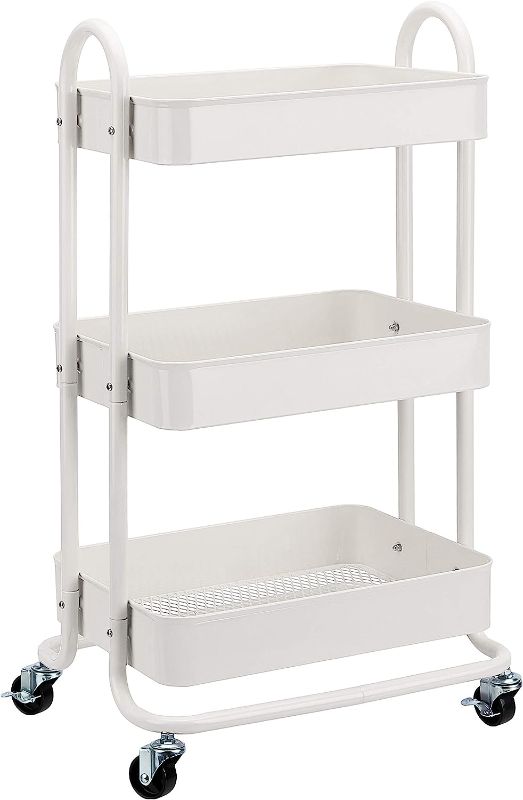 Photo 1 of 3-Tier Rolling Utility or Kitchen Cart - White
