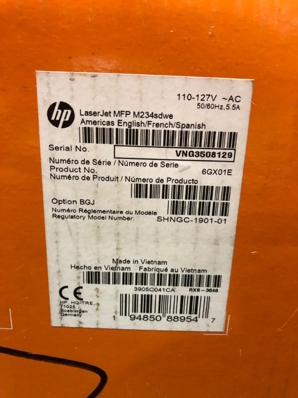 Photo 5 of HP LaserJet MFP M234sdwe Wireless Black and White All-in-One Printer with built-in Ethernet & fast 2-sided printing, HP+ (6GX01E)