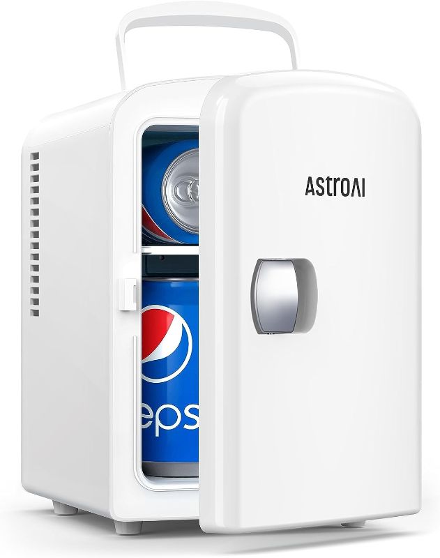 Photo 1 of  AstroAI Mini Fridge, 4 Liter/6 Can AC/DC Portable Thermoelectric Cooler and Warmer Refrigerators for Mother's Day Gift, Skincare, Beverage, Home, Office and Car, ETL Listed (White 