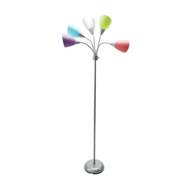 Photo 1 of 2 PACK Mainstays 5 Light Floor Lamp, Silver Color with Multi Color Shades Made of Metal