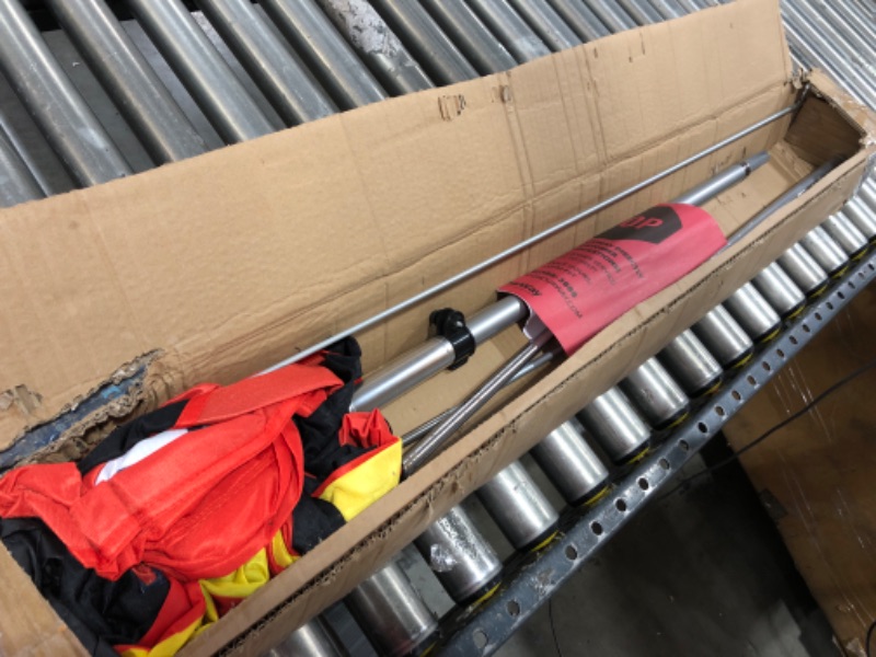 Photo 1 of LookOurWay Open Themed 12-Feet Tall Feather Flag Banner for Business Advertisement, Complete Set with 5-Piece Aluminum Pole Set and Ground Spike, Now Open Red/Yellow Now Open Red/Yellow Now Open Set