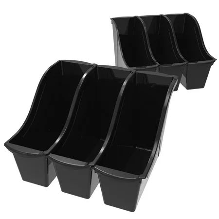 Photo 1 of Storex Small Plastic Book and Magazine Bin, Black, 6-Pack