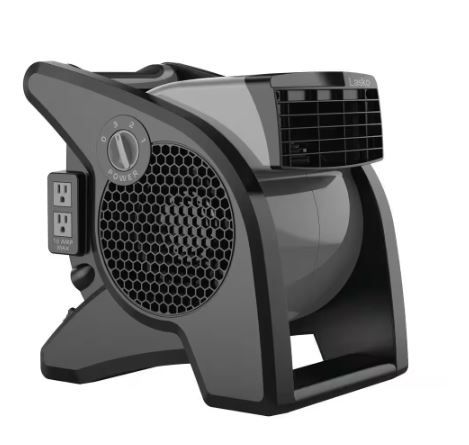 Photo 1 of 11.2 in. 3 Speeds Blower Fan in Gray with Carry Handle, Circuit Breaker, Power Outlets, High Velocity Utility Pivoting
