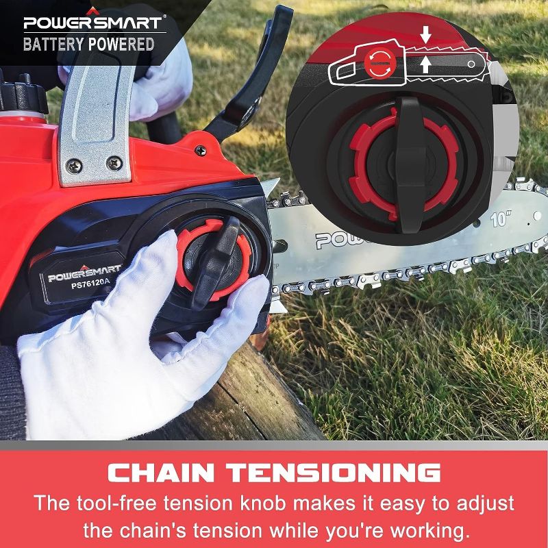 Photo 1 of  PowerSmart Electric Chainsaw 20V Battery Powered, Cordless Chain Saw With 10 Inch Chain and Bar, 2.0Ah Battery And Fast Charger Included, Power Chainsaw For Trees Wood Farm Garden Ranch Forest Cutting 