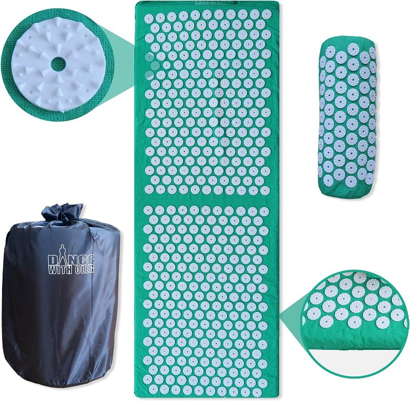 Photo 1 of  Olegast Large Acupressure Mat and Pillow Set Eco Friendly Acupuncture Mat for Pain Relief and Muscle Relaxation - 47 X 16.6 Inches 