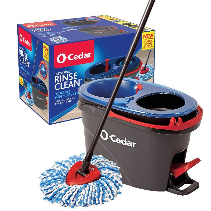 Photo 1 of  O-Cedar EasyWring RinseClean Microfiber Spin Mop & Bucket Floor Cleaning System, Grey 