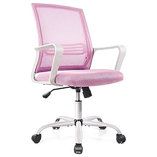 Photo 1 of Smugdesk Ergonomic Mid Back Breathable Mesh Swivel Desk Chair with Adjustable Height and Lumbar Support Armrest for Home, Office, and Study, Pink