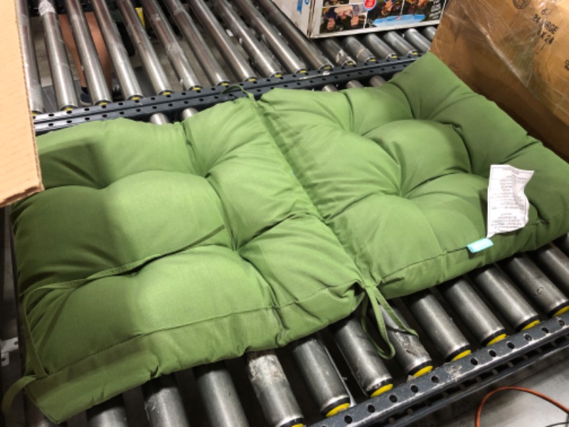 Photo 2 of  QILLOWAY Outdoor Seat/Back Chair Cushion Tufted Pillow, Spring/Summer Seasonal All Weather Replacement Cushions. (Dark Green) 