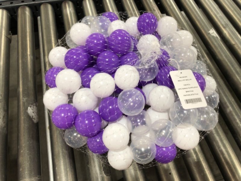 Photo 2 of 99JGDAX Baby Ball Pit Balls Babies 100 Pcs Play Plastic Crush Proof Balls for Kids Purple & White & Clear