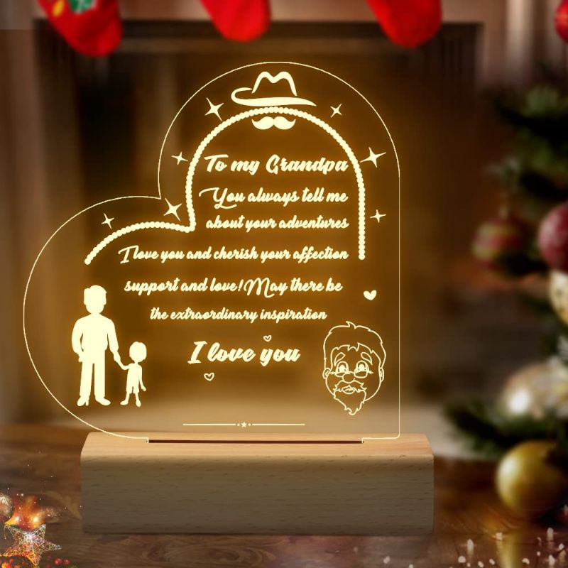 Photo 1 of CHINEDUCK GRANDPA BIRTHDAY GIFTS FROM GRANDCHILDREN, PERSONALIZED ACRYLIC 7 COLORS NIGHT LIGHT WITH BASE, ENGRAVED SAYINGS,THANKSGIVING CHRISTMAS BIRTHDAY GIFTS FOR GRANDPA FROM GRANDKIDS TO MY GRANDPA
