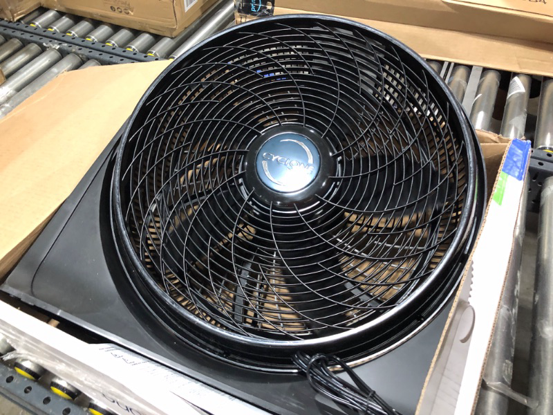 Photo 2 of 20 in. 3 Speeds Cyclone Floor Fan in Black with 90 Degrees Tilt Adjustment, Built-In Carry Handle, Wall Mountable
