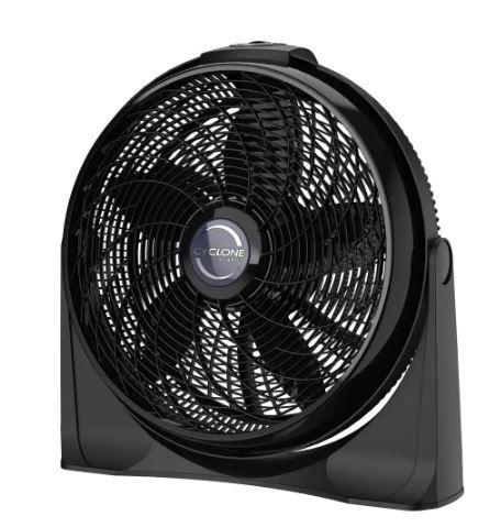 Photo 1 of 20 in. 3 Speeds Cyclone Floor Fan in Black with 90 Degrees Tilt Adjustment, Built-In Carry Handle, Wall Mountable
