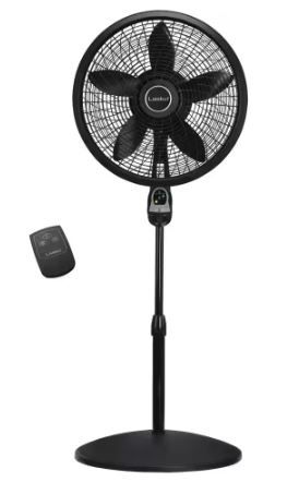 Photo 1 of Cyclone Adjustable-Height 18 in. 3 Speed Black Oscillating Pedestal Fan with Programmable Timer and Remote Control
