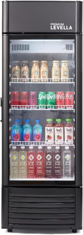 Photo 1 of PremiumLevella PRF657DX Glass Door Display Refrigerator 6.5 cu ft Commercial Beverage Cooler Merchandiser With Customizable Lightbox
