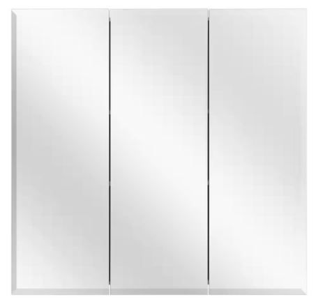 Photo 1 of 30-3/8 in. W x 30-3/16 in. H Frameless Surface-Mount Tri-View Bathroom Medicine Cabinet
