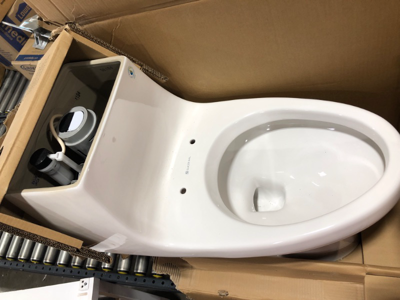 Photo 3 of 1-piece 1.1 GPF/1.6 GPF High Efficiency Dual Flush Elongated Toilet in White Slow-Close, Seat Included
