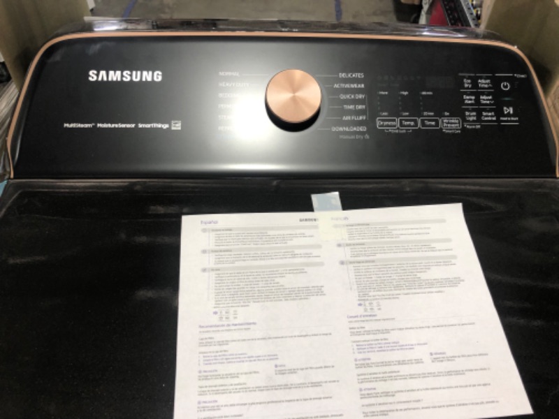 Photo 3 of Samsung 7.4-cu ft Steam Cycle Smart Electric Dryer (Brushed Black) ENERGY STAR