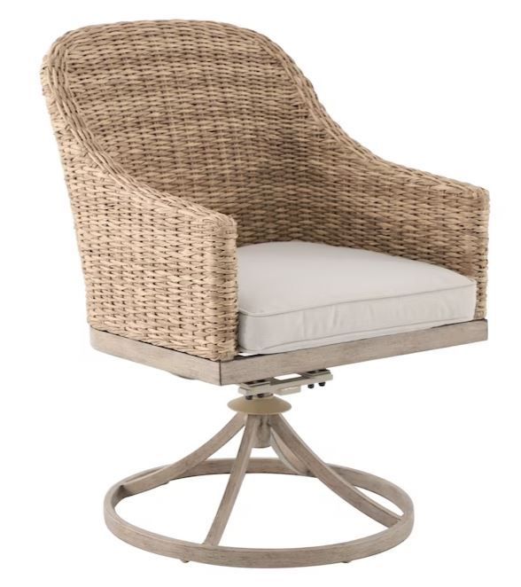 Photo 1 of 
ALLEN + ROTH RIVERPOINTE SET OF 2 WICKER BROWN ALUMINUM FRAME SWIVEL DINING CHAIR(S) WITH TAN CUSHIONED SEAT
