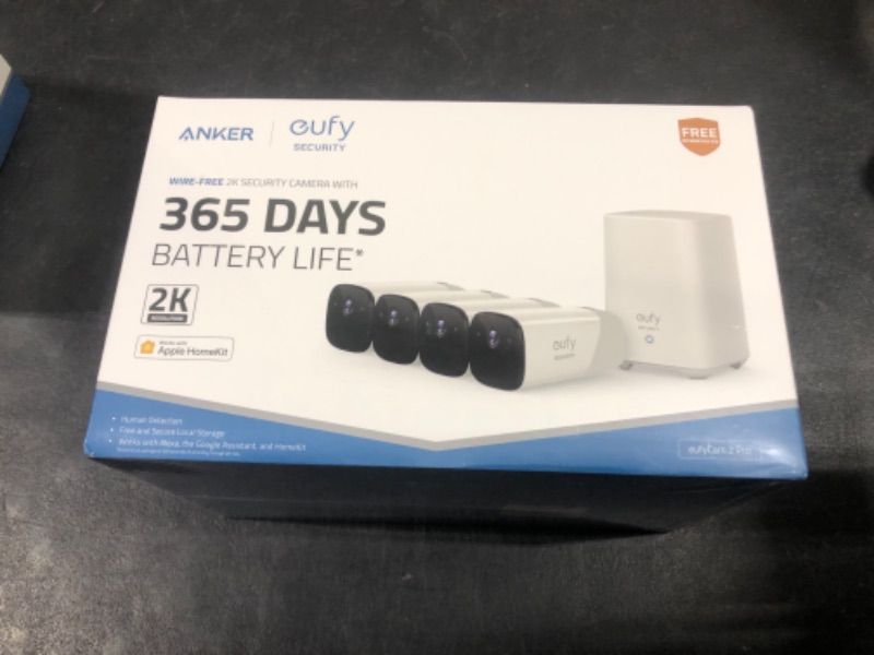 Photo 4 of Limited-time deal: eufy Security, eufyCam S221 (eufyCam 2 Pro) Wireless Home Security Camera System, 4-Cam Kit, HomeKit Compatibility, 2K Resolution, 365-Day Battery Life, No Monthly Fee, Motion Only Alert FACTORY SEALED OPENED FOR PICTURES 