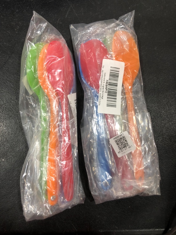 Photo 2 of 2 PACK- Multicolored Silicone Spoons 4pcs Nonstick Kitchen Spoon Silicone Serving Spoon Stirring Spoon for Kitchen Cooking Baking Stirring Mixing Tools (Red, Green, Orange, Blue)(Red+green+blue+orange) 