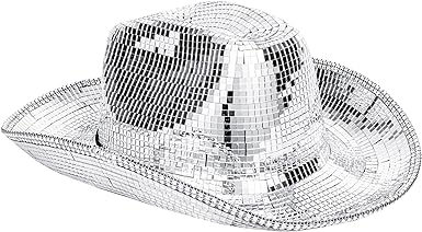 Photo 1 of Disco Ball Western Cowboy Hat - Women Men Silver Mirrored Sparkly Cowgirl Hat for Cosplay Party Size: L