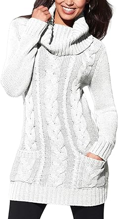 Photo 1 of BLENCOT Womens Turtleneck Long Sleeve Elasticity Chunky Cable Knit Pullover Sweaters Jumper SIZE S