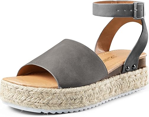 Photo 1 of COASIS Women's Open Toe Platform Espadrilles Wedge Sandals with Ankle Strap Summer Casual Sandals SIZE 8