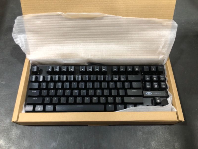 Photo 1 of Emonoo Mechanical Gaming Keyboard 87 Keys Small Compact Multicolour Backlit MK1 Wired USB Gaming Keyboard with Blue Switches, Metal Construction, Water Resistant for Windows MAC Laptop Game