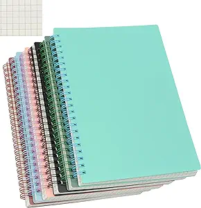 Photo 1 of Limited-time deal: Yansanido Spiral Notebook, 6 Pcs A5 Thick Plastic Hardcover Graph Paper 6 Color 80 Sheets -160 Pages Journals for Study and Notes (6 colors, A5 5.7" x 8.3"-Grid) 