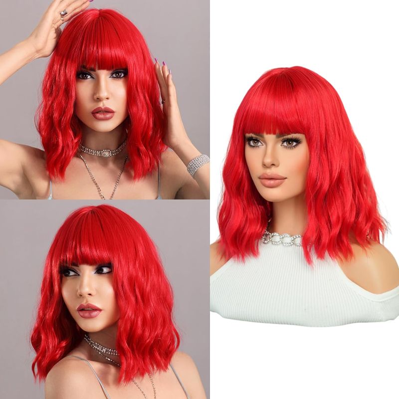 Photo 1 of 7JHH WIGS Long Wavy Costume Wigs Cosplay Mermaid wig for Women Halloween Party Used High Temperature Heat Resistant Fiber Natural Hairline Cos I Love Lucy Wig (14in, Red Wigs) 