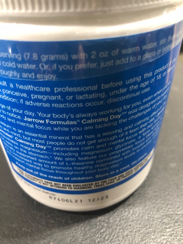 Photo 3 of Jarrow Formulas Calming Day, Lemon Flavor - 1.03 lb - Promotes Calmness, Relaxation & Mental Focus - Includes Magnesium, L-Theanine, Taurine & Inositol - 60 Servings (PACKAGING MAY VARY) Lemon 60 Servings (Pack of 1)