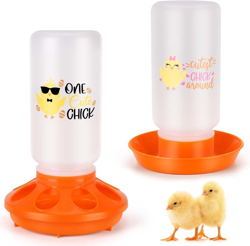 Photo 1 of ?Tgeyd Chick Feeder and Waterer Kit - Chicken Coop Accessories for Baby Chicks - 1 L Automatic Chicken Feeder and Waterer Set | Duck Feeder | Quail Feeder - Chick Brooder Starter Kit 