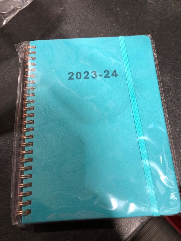 Photo 2 of 2023 2024 Academic Planner - Weekly and Monthly Planner with PU Leather Hardcover, Coated Month Tabs, Inner Pocket and Elastic Closure Band, 6"x8.5", Teal
