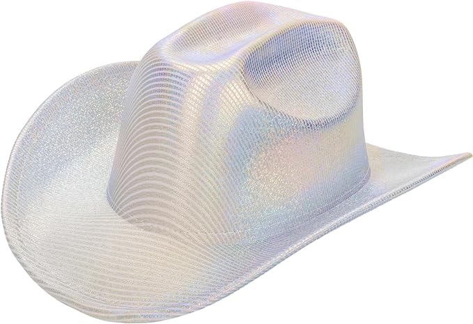 Photo 1 of FGSS Silver Space Holographic Cowgirl Hat - Western Cowboy Hat for Beach Party Music Festival Dress-Up (S/M)
