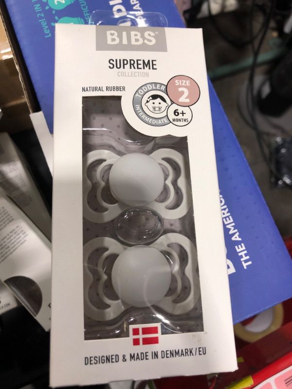Photo 1 of BIBS Pacifiers - Supreme Collection | BPA-Free Baby Pacifier | Made in Denmark | Set of 2 Iron/Baby Blue Color Premium Soothers | Size 6-18 Months
