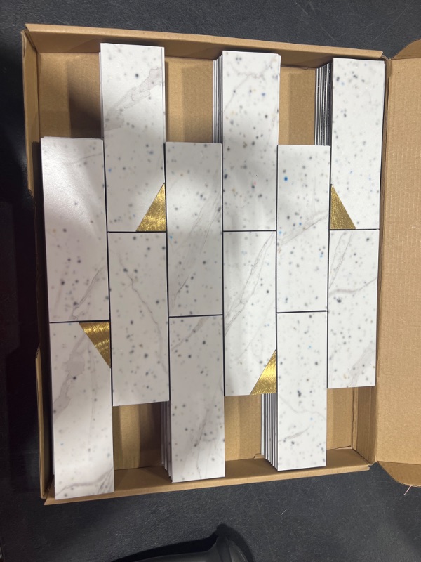 Photo 2 of 10PCS Peel and Stick Backsplash PVC Mosaic Stainless Steel Tiles for Kitchen Bathroom Desktop (White Gold)