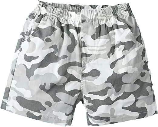 Photo 1 of Boys Casual Camoflauge Print Shorts with Elastic Waist for Summer Kids Clothes Size: 7-8Y