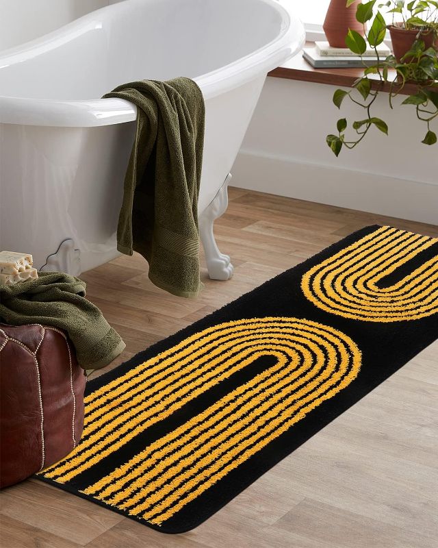 Photo 1 of 
Seavish Boho Rainbow Bathroom Rug Runner 18"X47" Yellow Shaggy Bathroom Mat Rugs Super Water Absorbent & Soft Non Slip Bath Mat Machine Washable