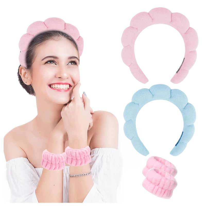 Photo 1 of 
Sponge Spa Headband for Washing Face, 2 Pack Makeup Headbands 