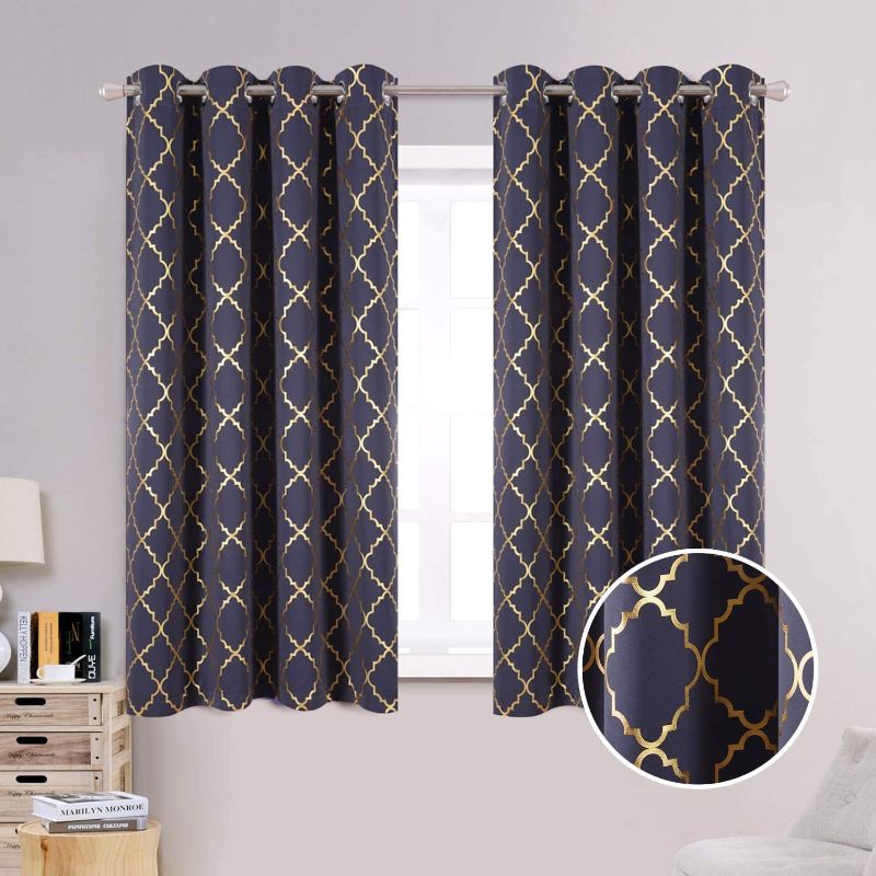 Photo 1 of 
Anjee Blackout Curtains 63 Inch Length for Boys Bedroom Living Room Darkening Thermal Insulated Window Curtain,2 Panels Short Kids Nursery Room Moroccan