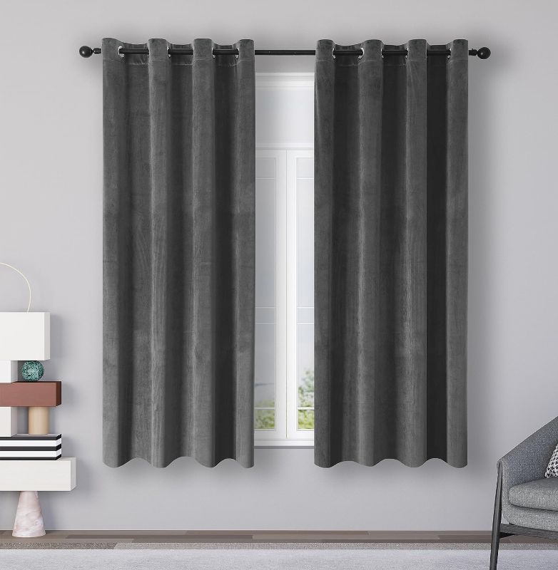 Photo 1 of 
ZHAOFENG Grey Gray Velvet Curtains 72 inches with Grommet