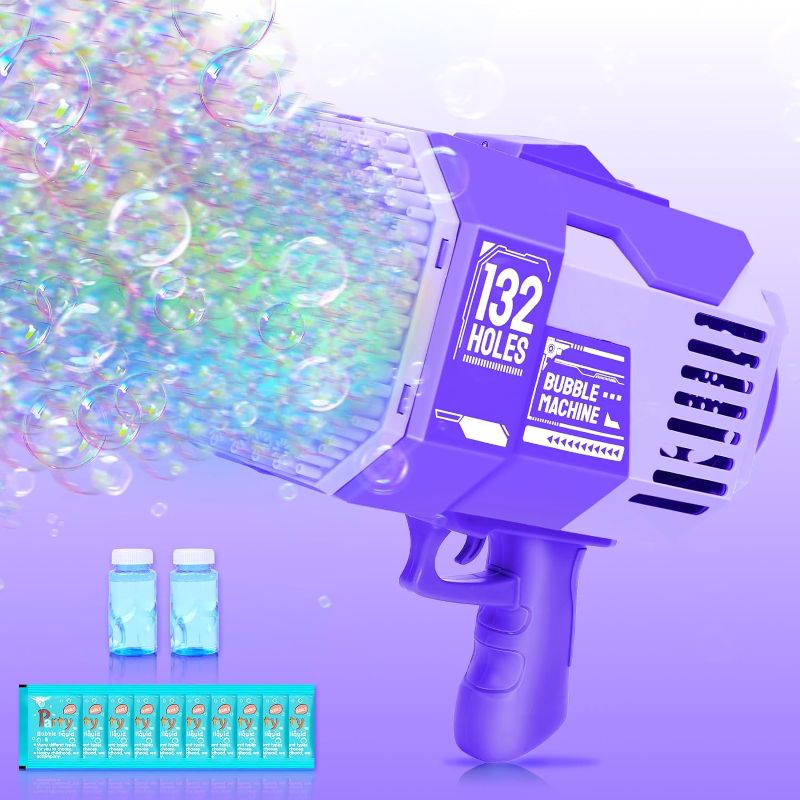 Photo 1 of 
KUTGY Bazooka Bubble Gun Blaster 132 Holes with LED Lights,Big Rocket Boom Bubble Machine Blower,Bubble Maker Toys for Wedding Outdoor Birthday Party Favors
