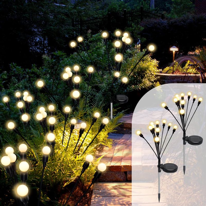 Photo 1 of 
(2 Pack) 10 LED Solar Firefly Lights, Long Lighting Time Firefly Lights Solar Outdoor, Garden Lights Solar Powered Waterproof, Swaying Solar Garden Firefly