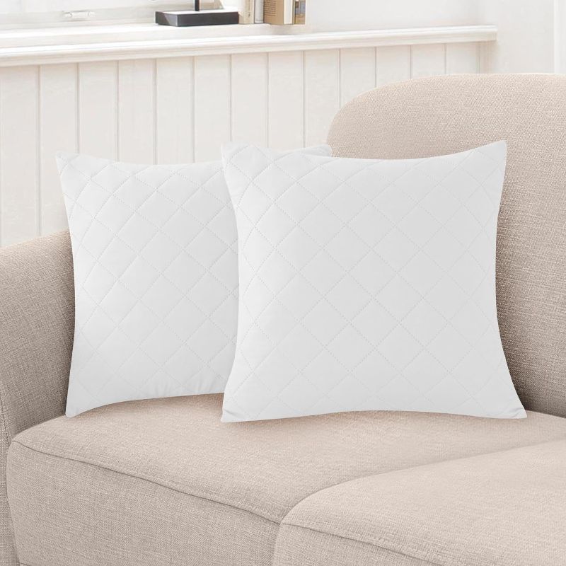 Photo 1 of 
SyMax Throw Pillow Covers Set of 2, Modern Decorative Pillowcases Pillow Covers Set for Living Room Couch Bed Sofa (16 x 16 Inch, White)